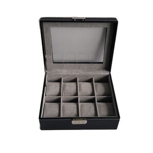 927 Óratartó doboz varrott bőr fekete 8 db-os